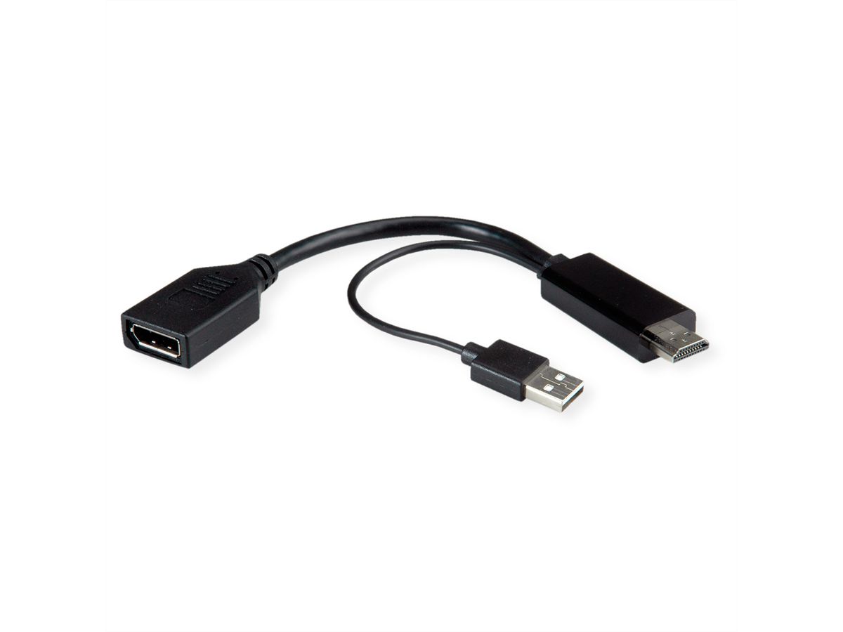 ROLINE Adaptateur HDMI - DisplayPort, 4K, actif, v1.2, HDMI M - DP