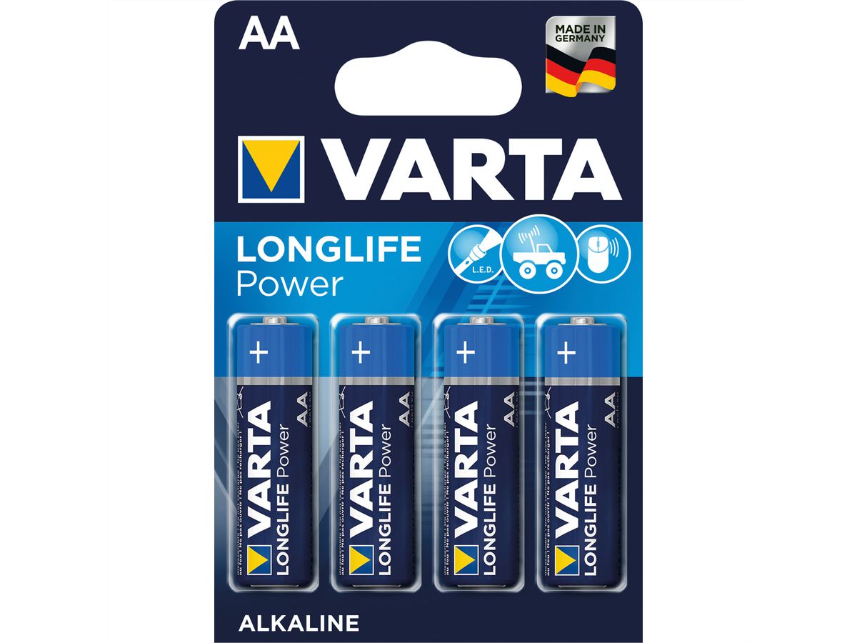 VARTA Piles Mignon AM-3, AA, LR06, pack de 4, 1,5V, en Blister