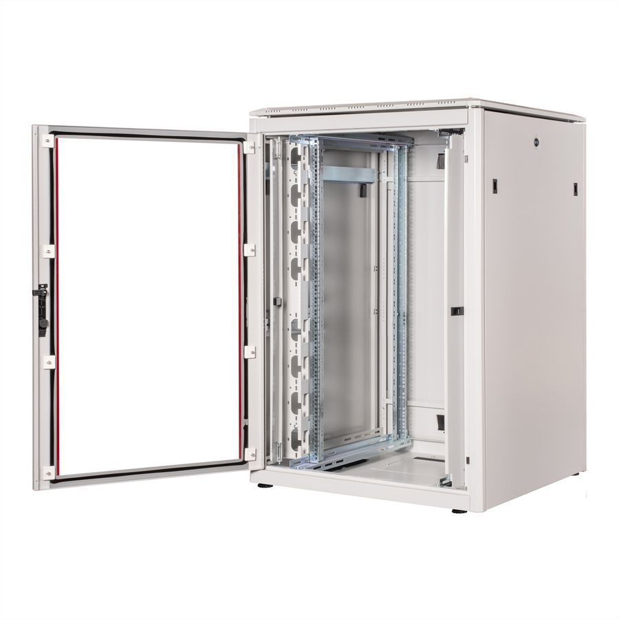 ROLINE 19" Baie réseau Pro 22U, 800x800 LxP Porte verre gris