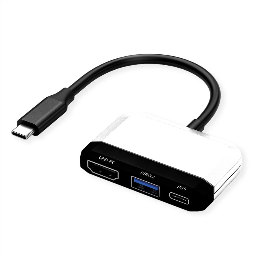 VALUE Adaptateur USB type C - HDMI, USB 3.2 Gen 1 type A + type C PD