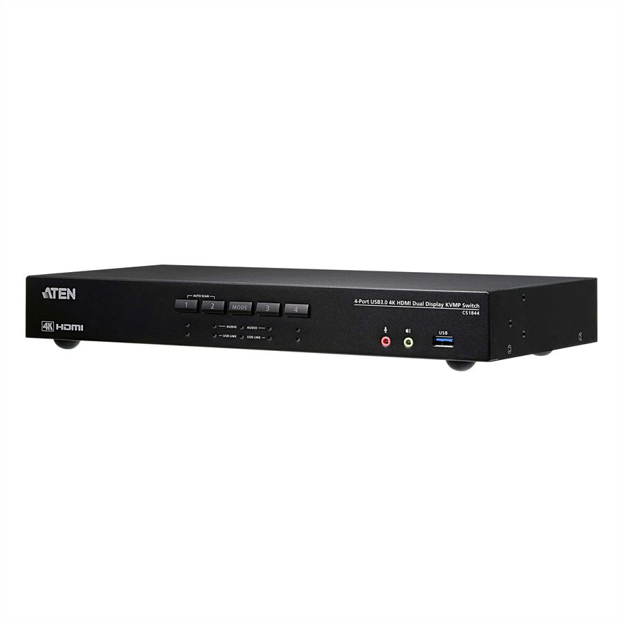 ATEN CS1844 Commutateur KVM deux affichages HDMI 4K 4 ports USB 3.0