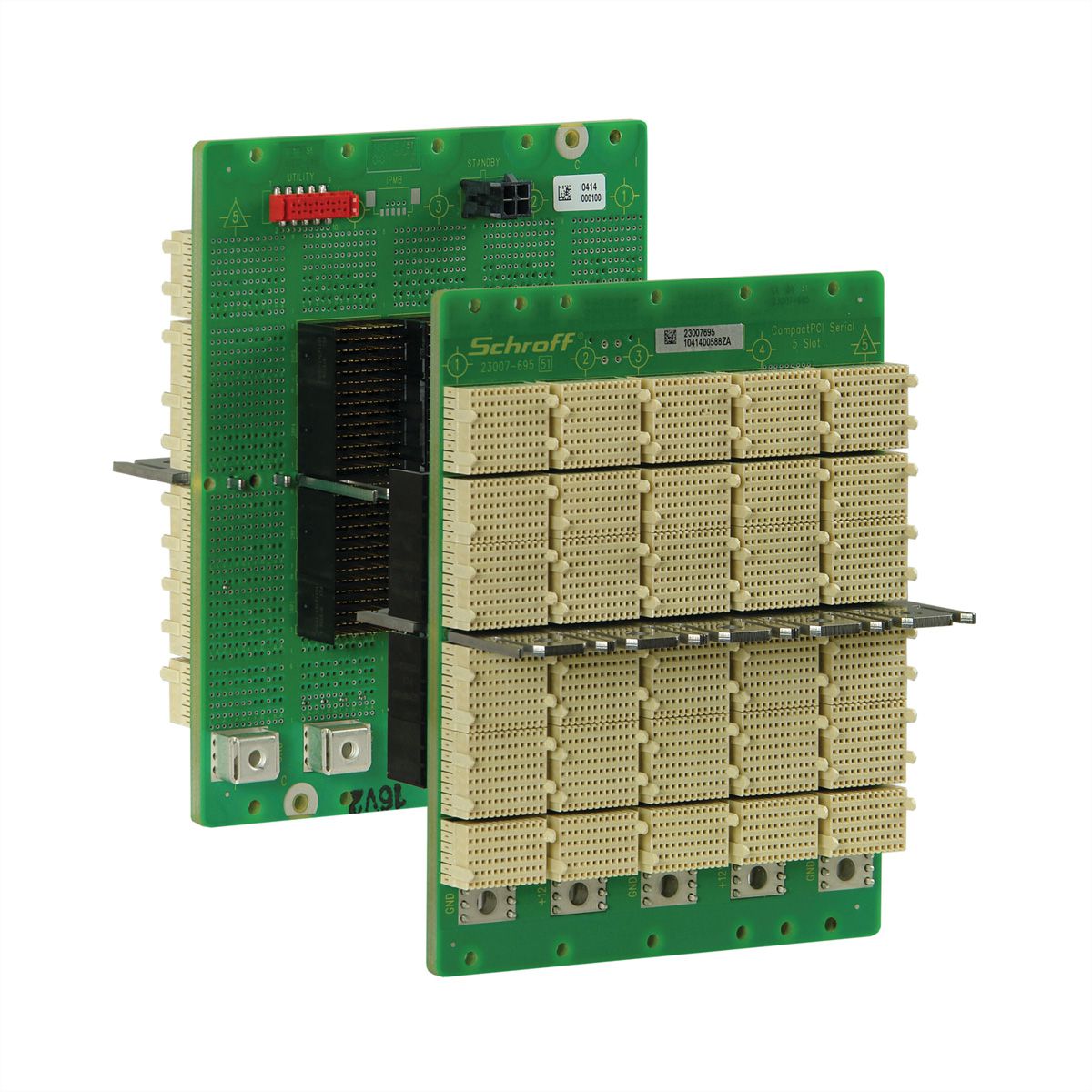 Carte-mère série CPCI SCHROFF, 3 U, 5 slots, System Slot Right, Full-Mesh, avec RIO