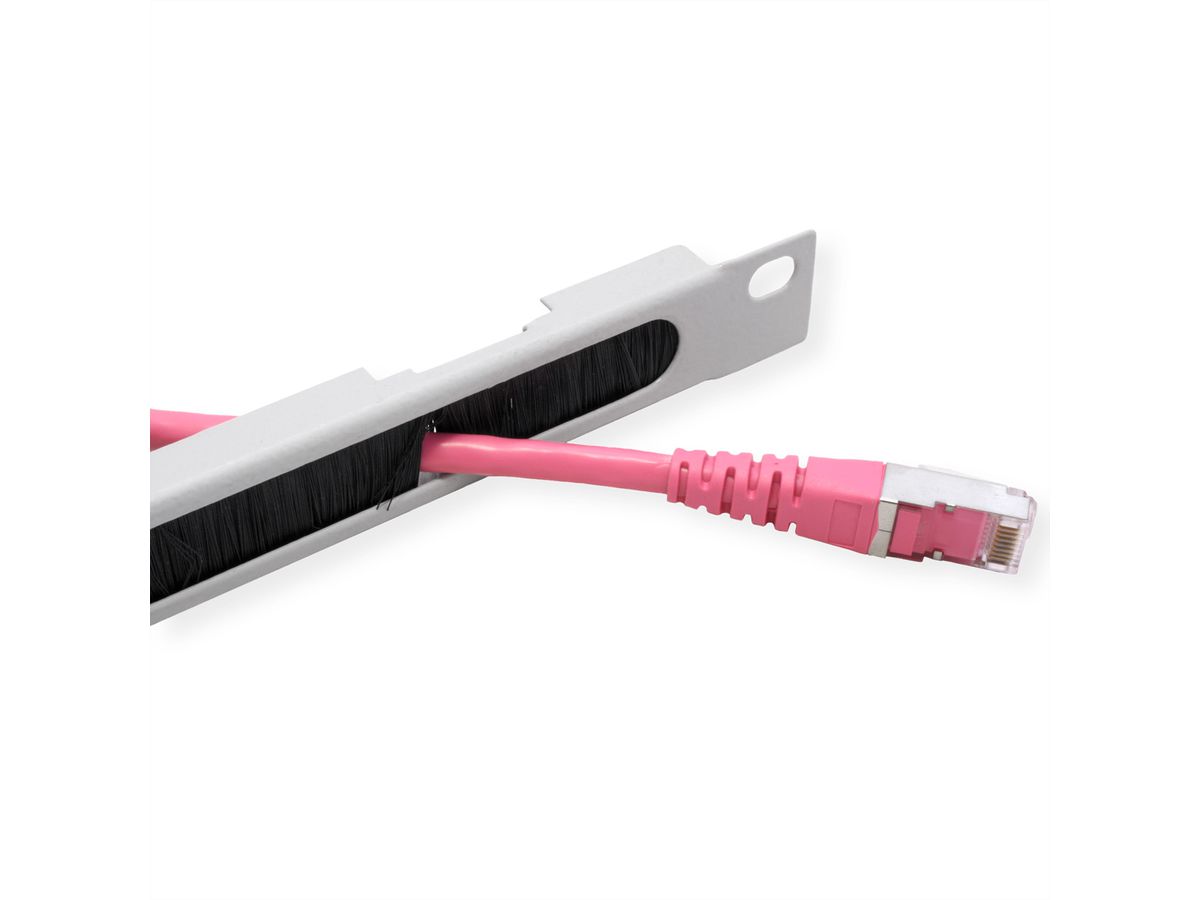ROLINE 10" Passe-câbles, Avec brosse 0,5U gris
