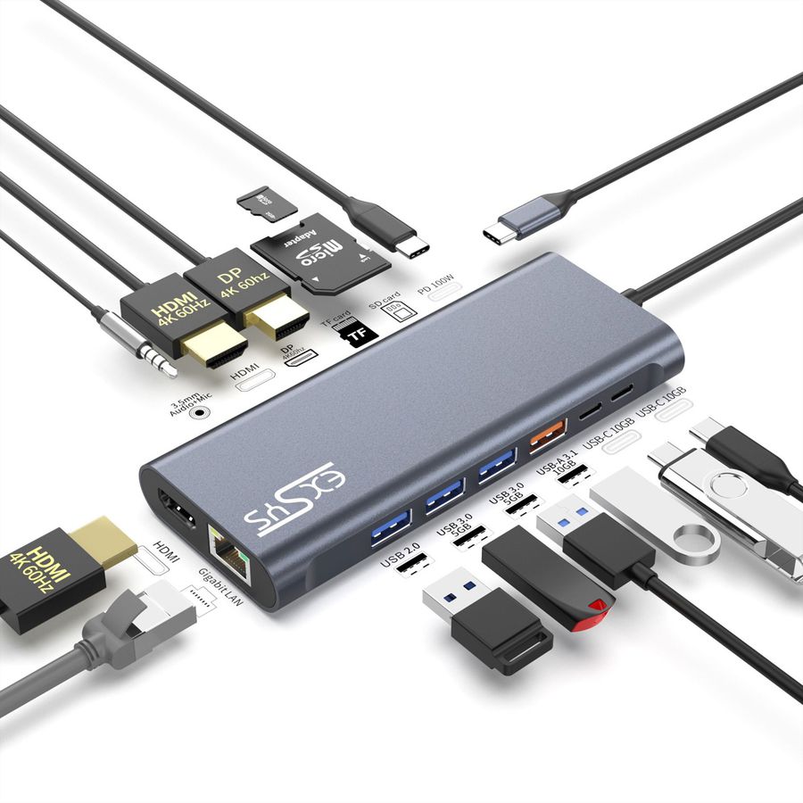 EXSYS EX-1226HM Station d'accueil 14 en 1 USB 3.2 Gen 2x1