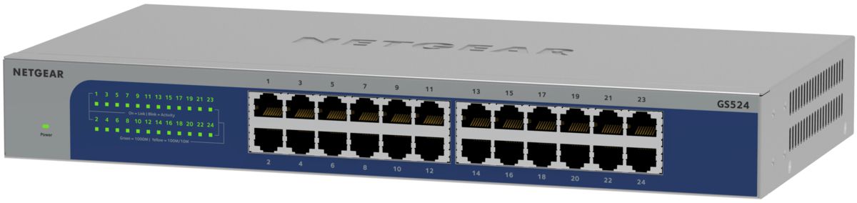 NETGEAR GS524-300EUS, 24-Port Gigabit Ethernet unmanaged Switch, Desktop Non-géré Gigabit Ethernet (10/100/1000)