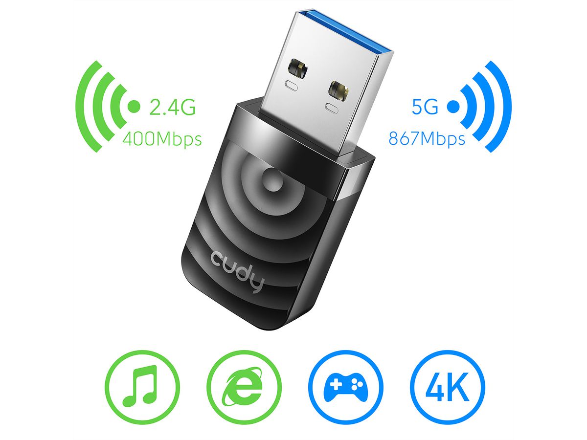 CUDY WU1300S AC1300 Adaptateur WiFi, USB 3.0