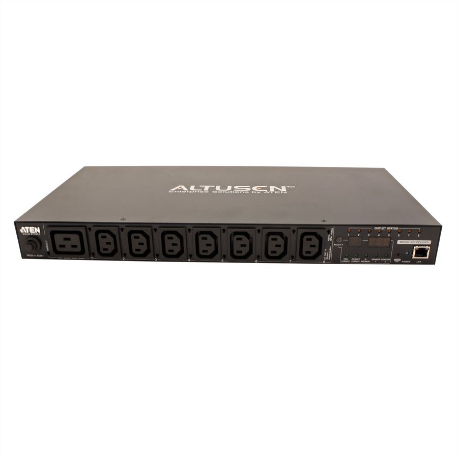 ATEN  PE6208G Multiprise IP, 8 ports, 1U, 7xC13 + 1xC19, 16A, avec compteur