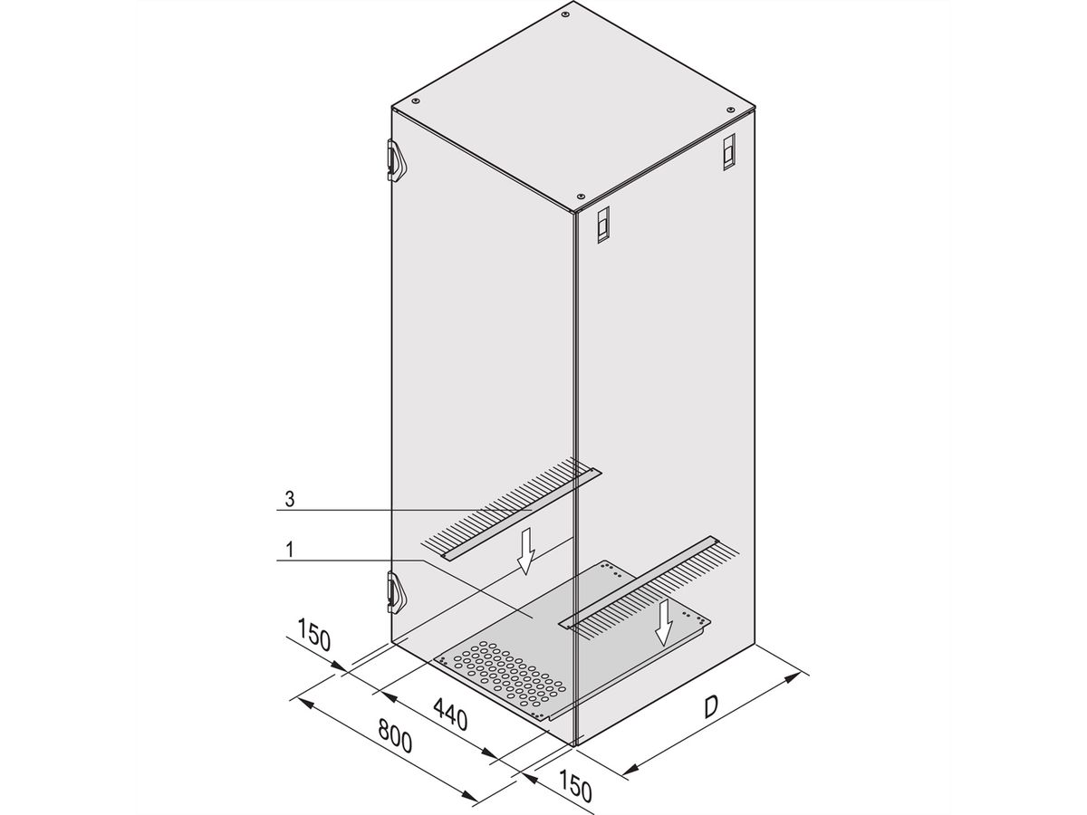 SCHROFF VARISTAR Tôle plancher pour le passage des câbles sur le côté