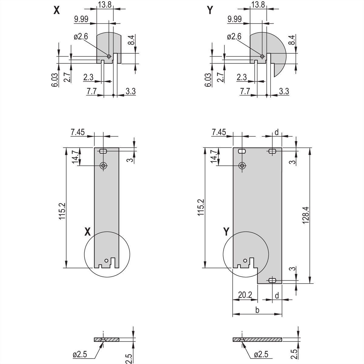 SCHROFF Unité enfichable, face avant, non blindée, pour IEL, IET, Type 2 Poignée, 3 U, 6 HP, 2,5 mm, Al, Anodisé frontal, Conducteur arrière