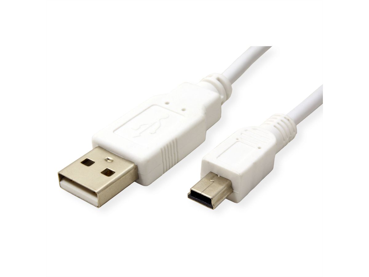 VALUE Câble USB 2.0, type A - mini 5-broches, blanc, 0,8 m