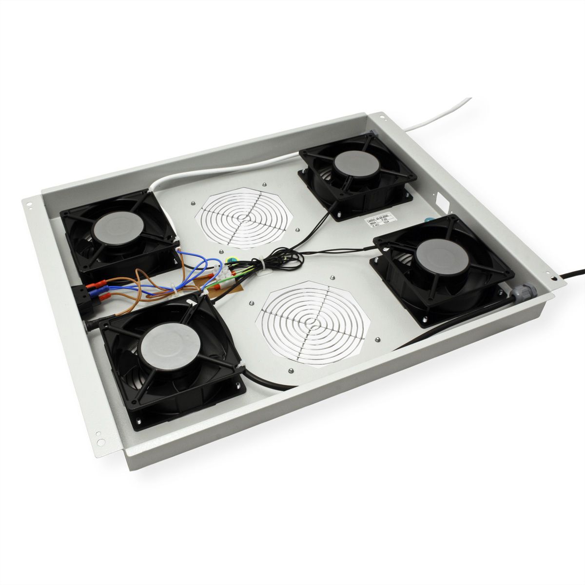 ROLINE 19" Unité de ventilation de toit, 4 ventilateurs, Thermostat pour baie serveur, grise