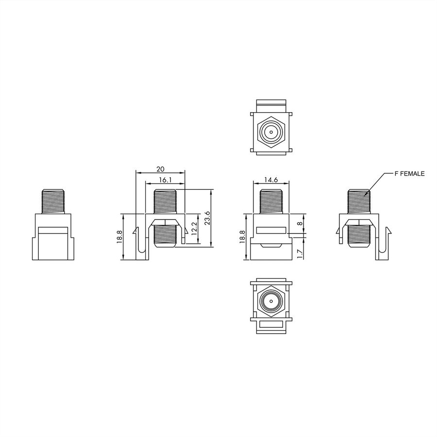 VALUE Coupleur Keystone type F, plastique