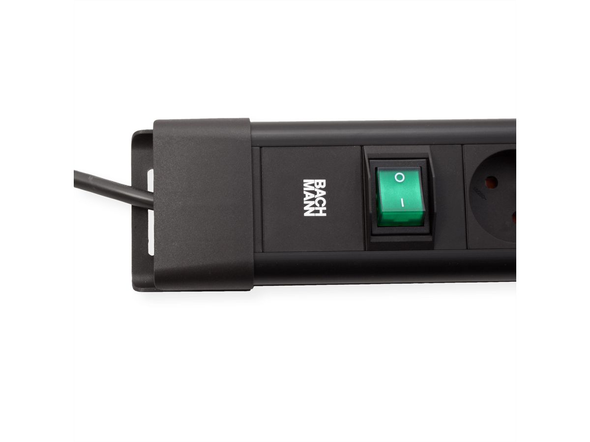BACHMANN CONNECTUS 4xUTE , 1xinterrupteur 2,0m CEE7/7 noir