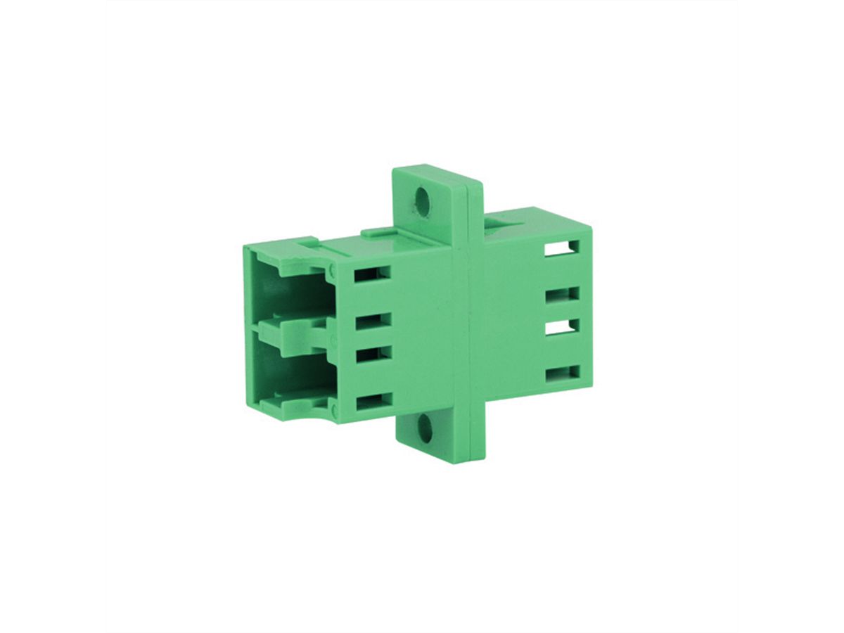 TELEGÄRTNER Coupleur LC/APC Duplex, Singlemode, Manchon en céramique, boîtier en plastique, vert, Z77