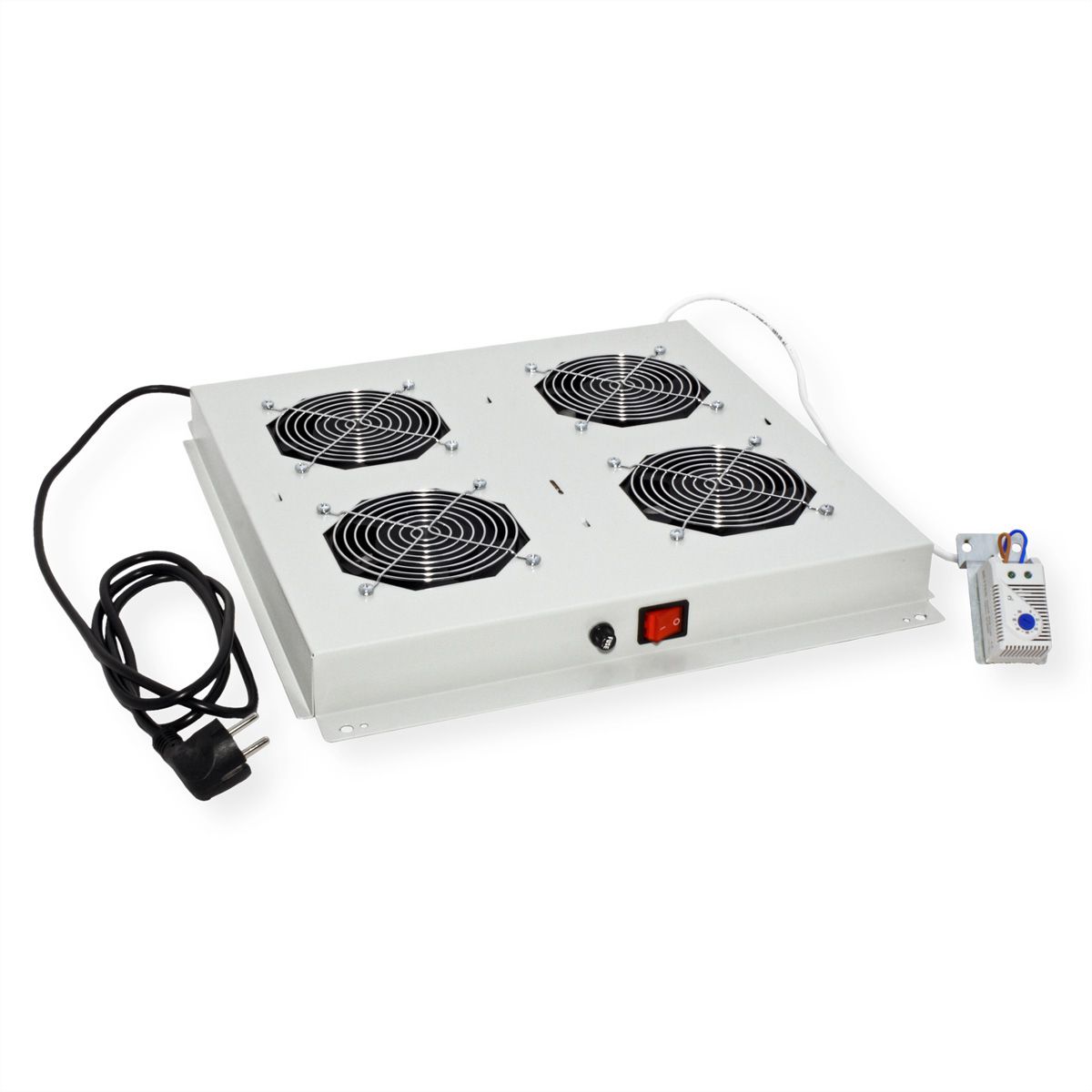 ROLINE 19" Unité de ventilation pour toit, 4 ventilateurs, thermostat, gris