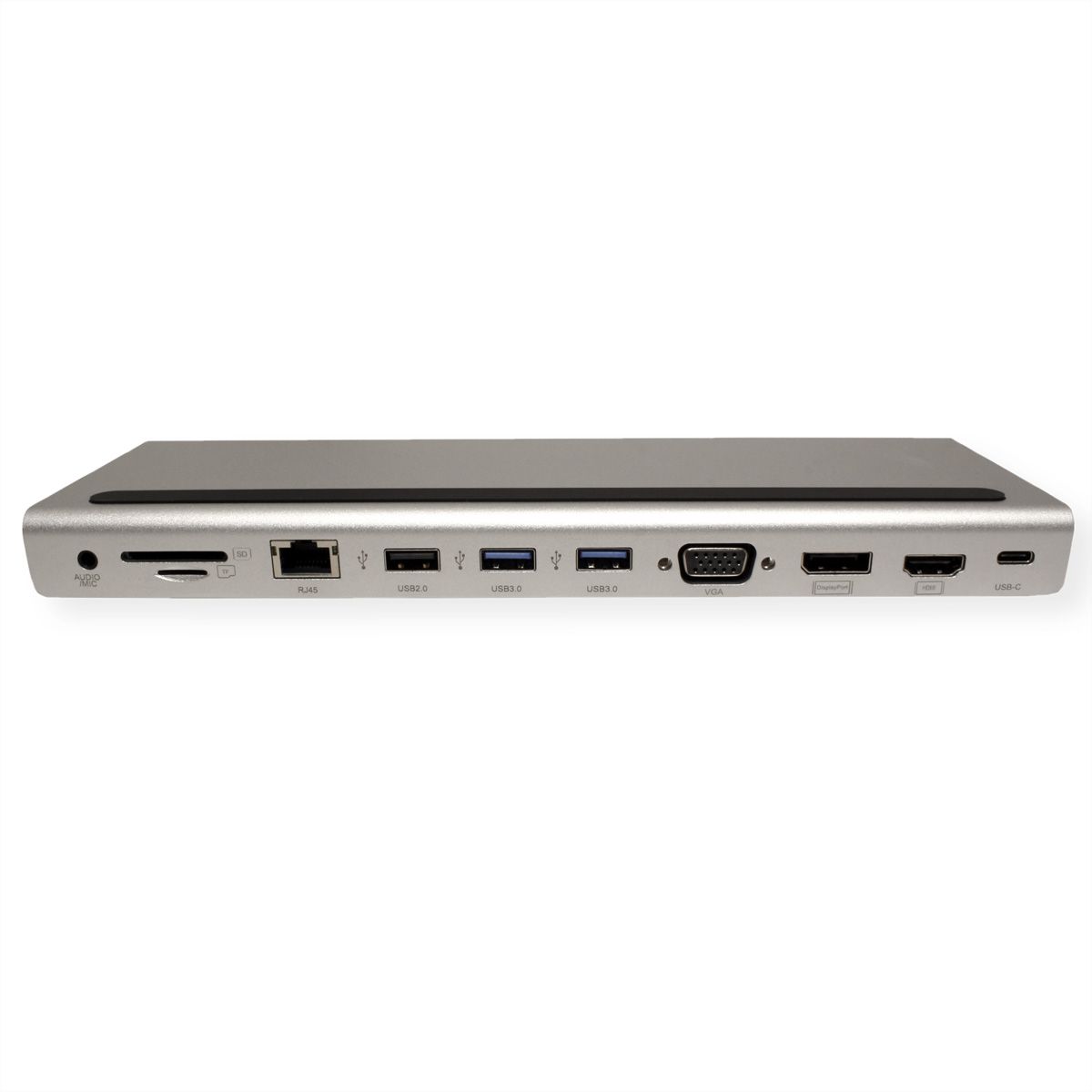 VALUE Station d‘accueil USB-C multiports, 4K HDMI/DP, VGA, USB, Card Reader, PD, Gigabit Ethernet, Audio