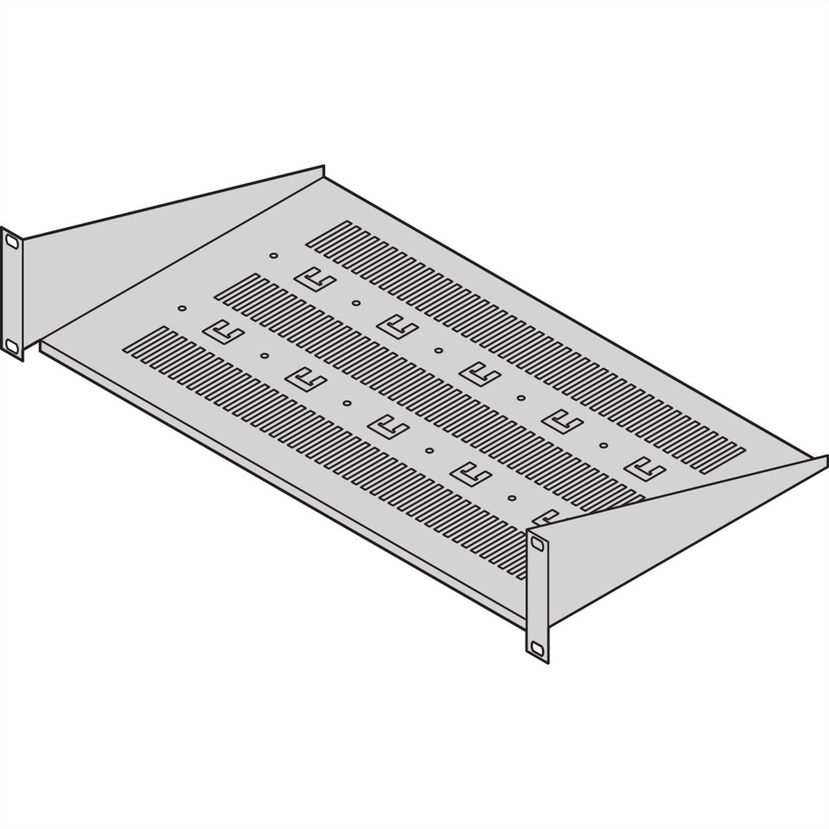 SCHROFF Etagère 19", réglable en profondeur, 2 UH, 430 x 300mm, RAL7021