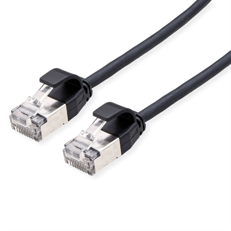 ROLINE Cordon DataCenter U/FTP Cat.6A (Classe EA), LSOH, slim, noir, 2 m