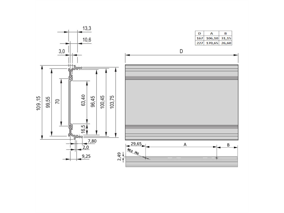 SCHROFF Flanc extrudé pour cassette S 3U 167P