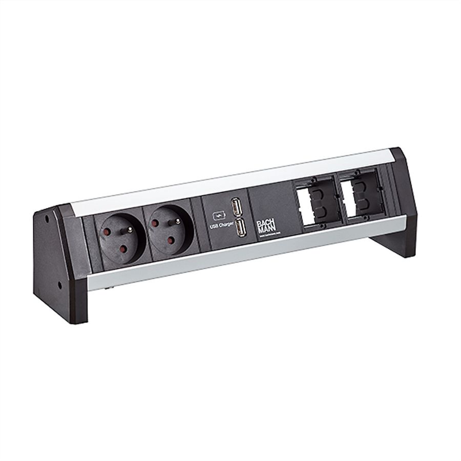 BACHMANN DESK 1 Multiprise, 2x 2P+T, 1x chargeur USB, 2x modules Custom