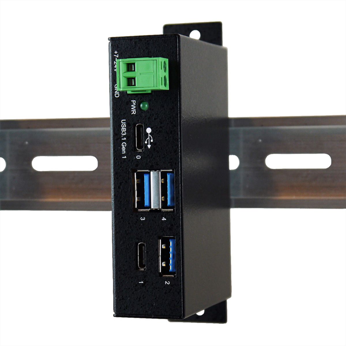 EXSYS EX-1195HMS hub USB 3.2 Gen1 à 4 ports, entrée et sortie type C, protection de surtension