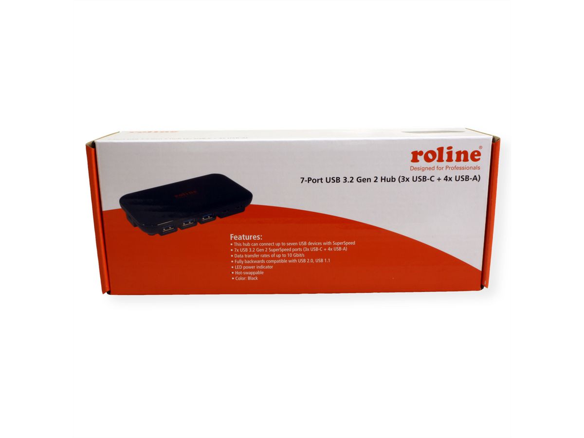 ROLINE Hub USB 3.2 Gen 2, 7 ports, (3x type C + 4x type A)