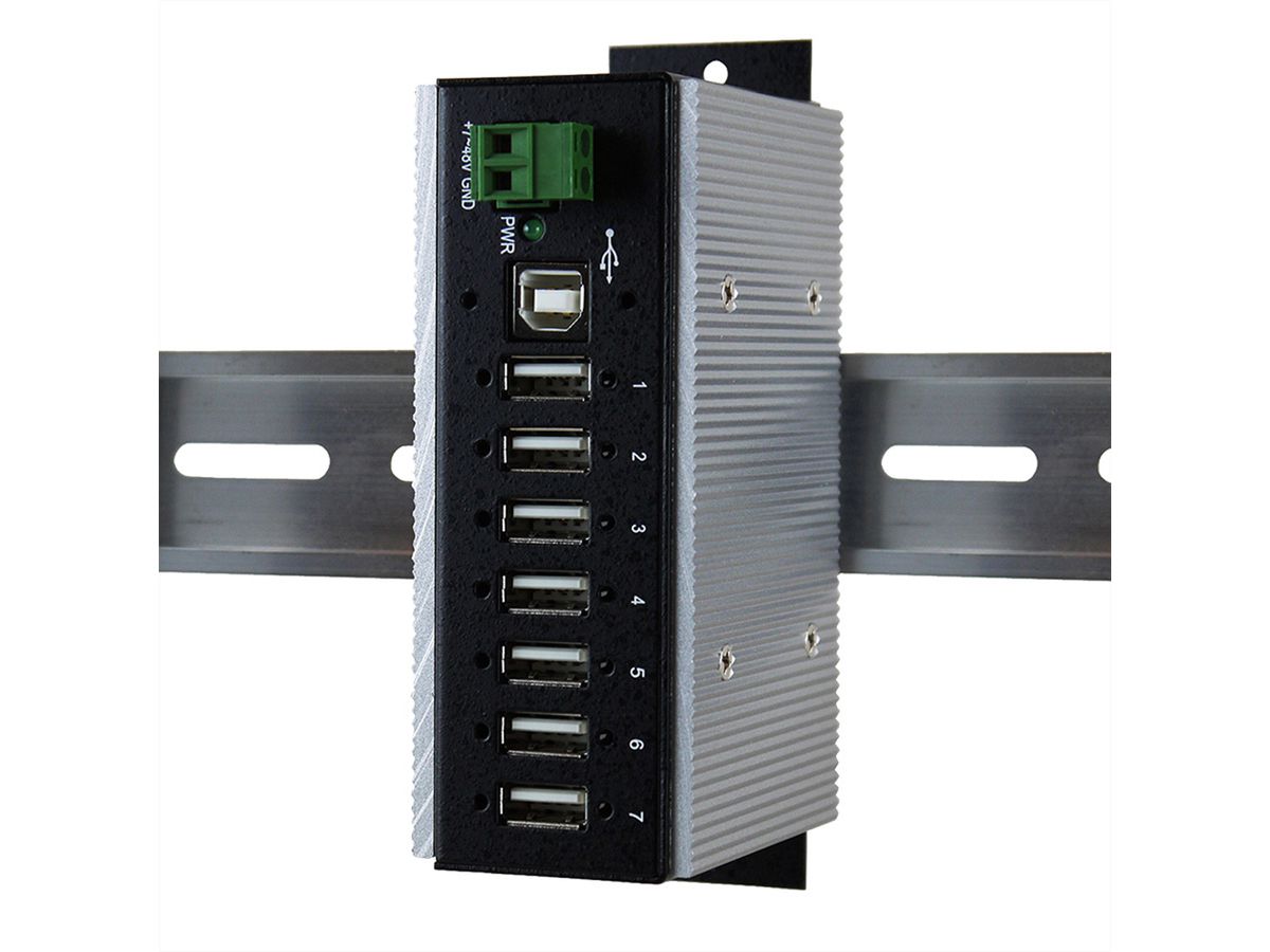 EXSYS EX-1177HMVS-WT Hub USB 2.0 à 7 ports, protection de surtension