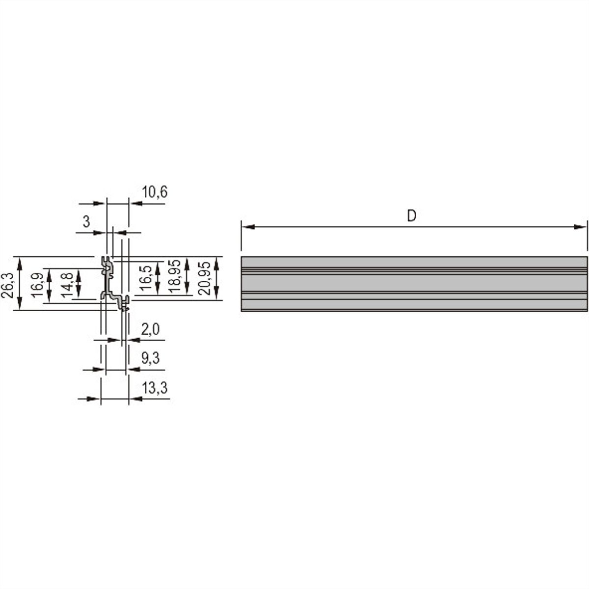 Cadre de type SCHROFF, unité enfichable, panneau latéral, profilé d'angle, profondeur de la platine 160 mm