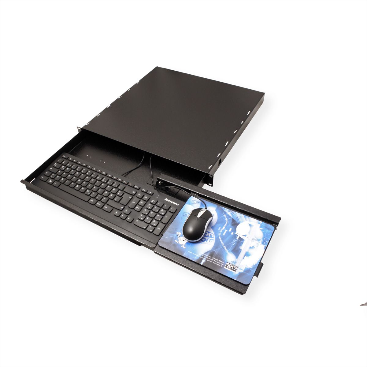 Tiroir clavier 19" 1UH, sans clavier, noir