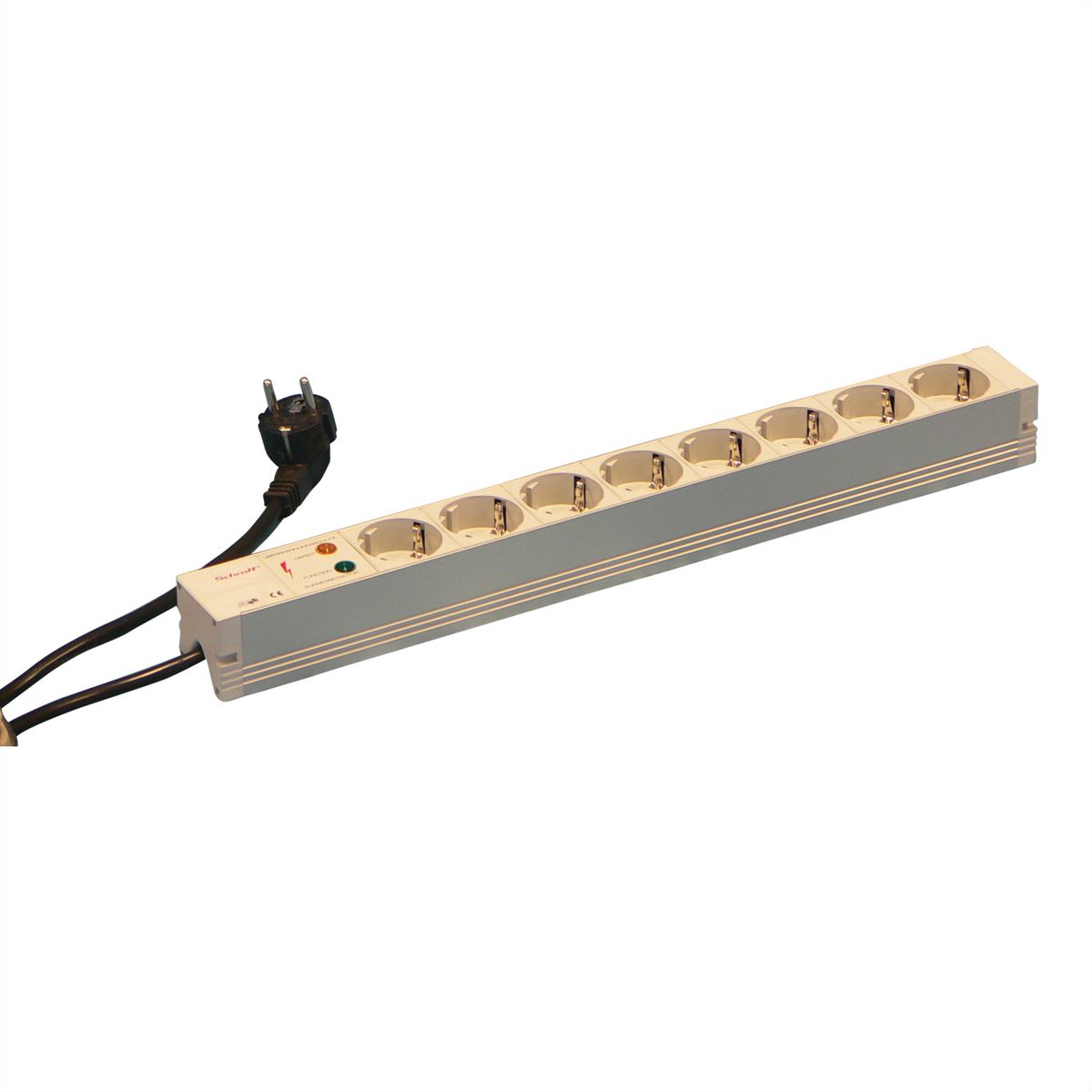 Bâti de prises SCHROFF, 2P+T ALLEMAND, 8 prises, 19", avec protection contre les transitoires
