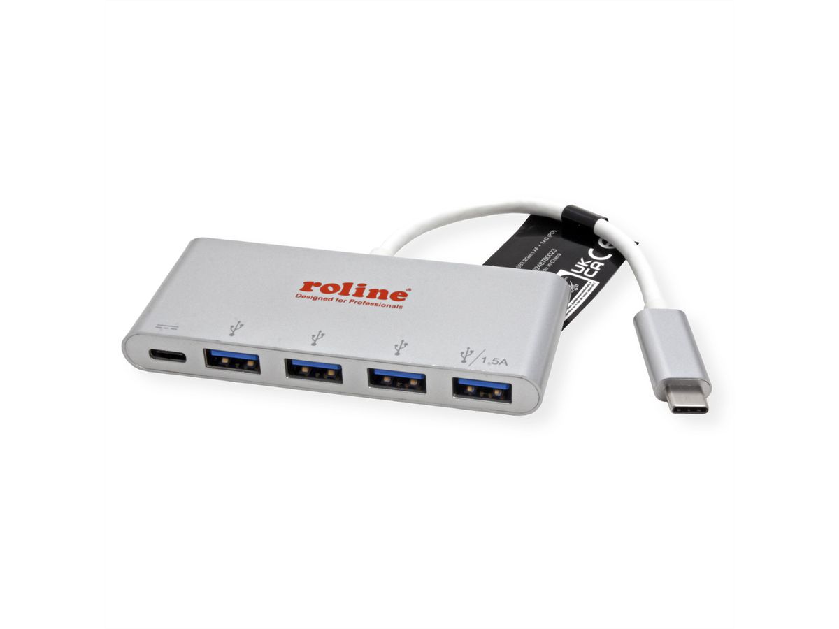 ROLINE Hub USB 3.2 Gen 1, 4 ports, type C, 1 port PD