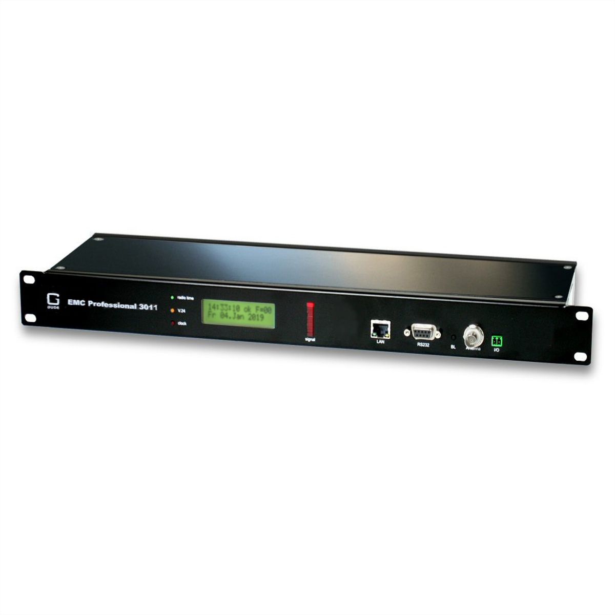 GUDE 3011 EMC Professional Time Server, avec horloge radio intégrée, Format 19", noir
