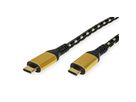 ROLINE GOLD Câble USB4 Gen3x2, C–C, M/M, 40Gbit/s, 100W, noir / or, 2 m