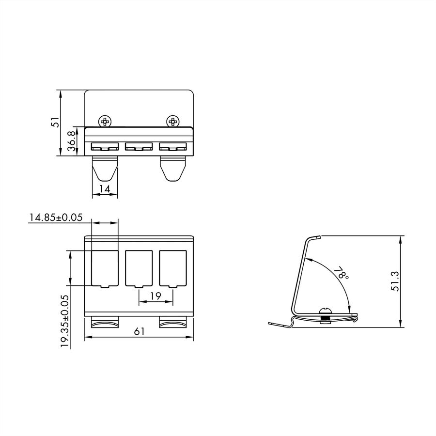 ROLINE Adaptateur pour rail DIN, vide, pour 3 Keystones