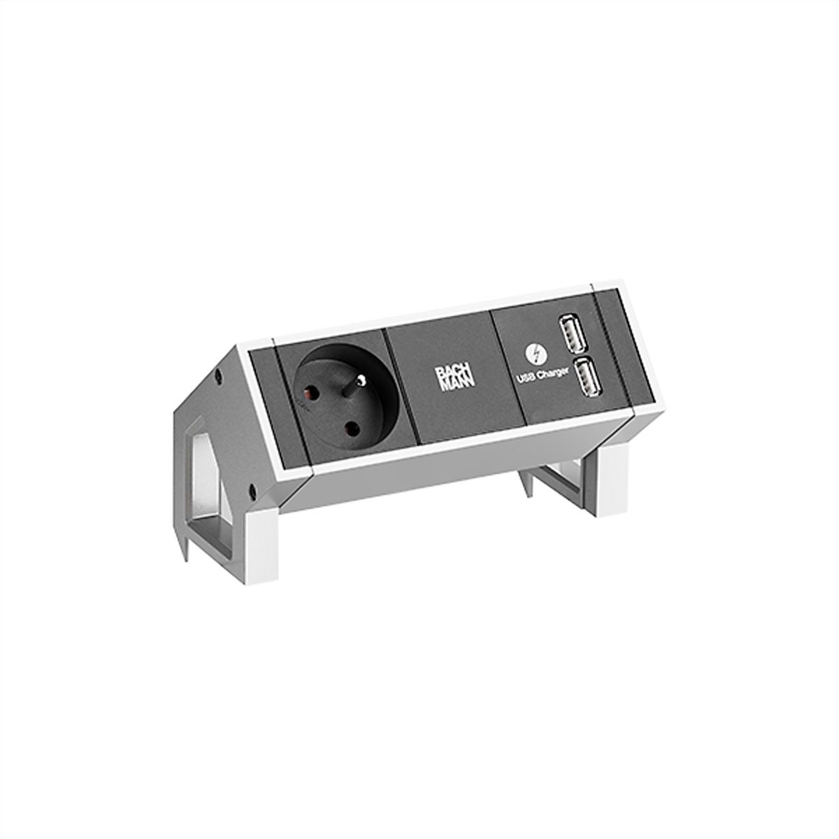 BACHMANN DESK2 1xUTE 1xUSB Chargeur courant 0,2m GST18 INOX