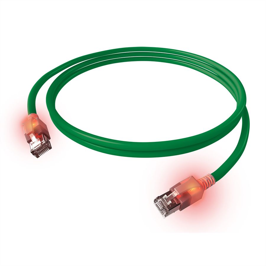 Cordon EasyLan DualBoot® LED Cat.6A (Classe EA) S/FTP, LSOH, vert, 7,5 m