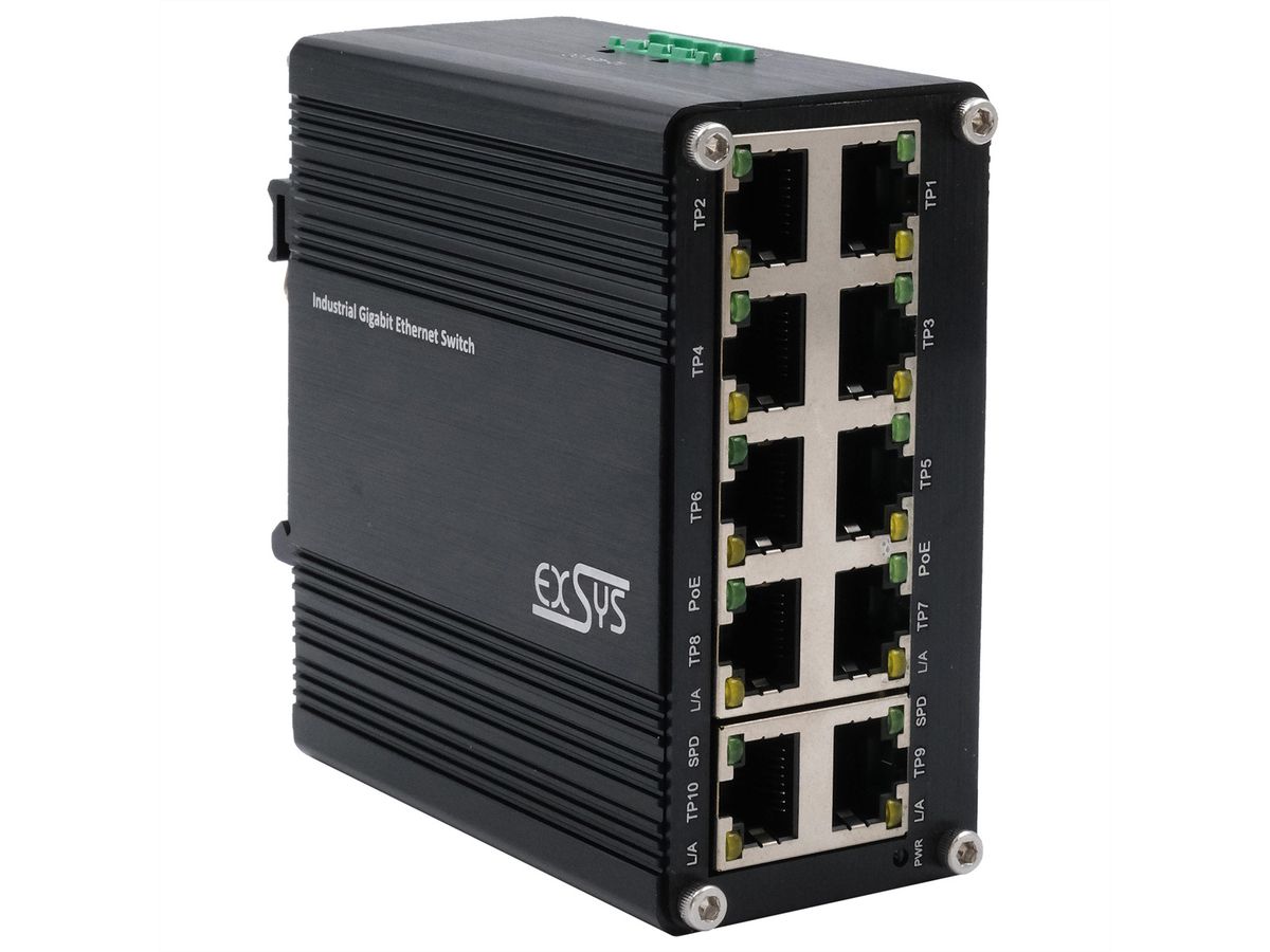 EXSYSEX-62025PoE Switch Ethernet industriel 10 ports PoE, non géré