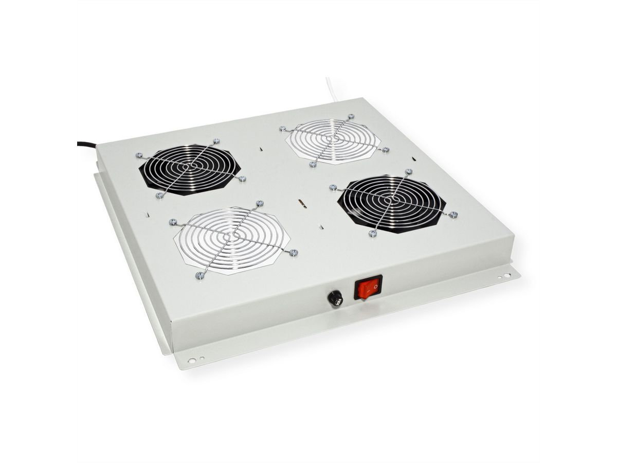 ROLINE 19" Unité de ventilation pour toit, 2 ventilateurs, thermostat, gris