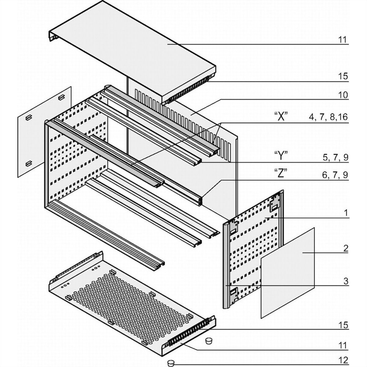 SCHROFF RatiopacPRO, Mallette complète, de bureau, blindée, face avant, 6 U, 84 HP, 435 mm