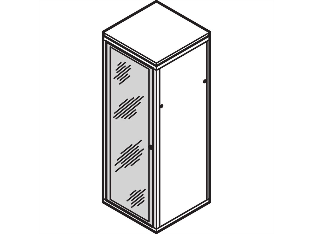 SCHROFF Eurorack Porte Vitrée Avec Verre Acrylique, RAL 7035, 16 U 600W