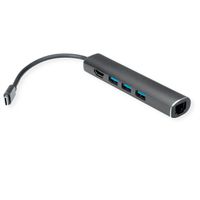 VALUE Station d'accueil USB-C, 4K HDMI, 3x USB type A, Gigabit Ethernet, gris