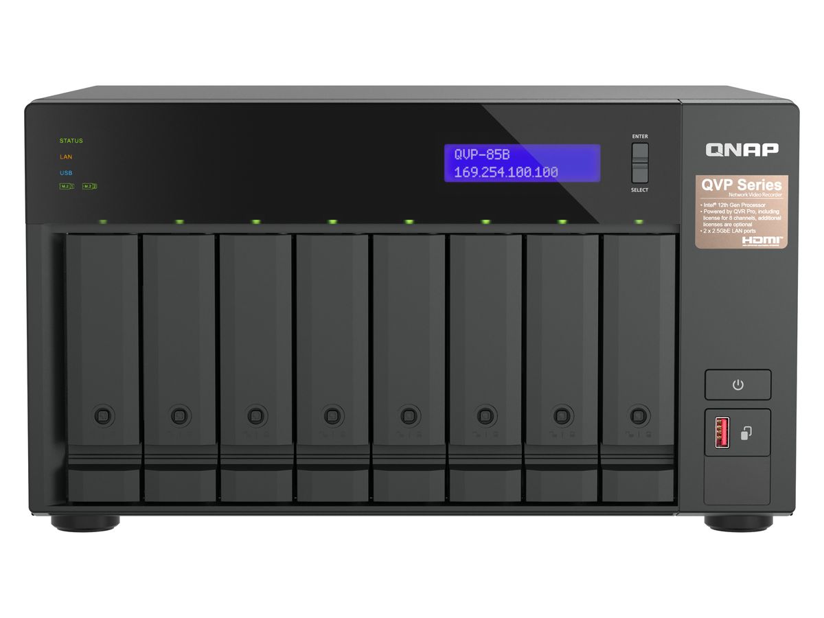 QNAP QVP-85B serveur de stockage NAS Tower Intel® Core™ i5 32 Go DDR4 HDD QVR Pro Noir