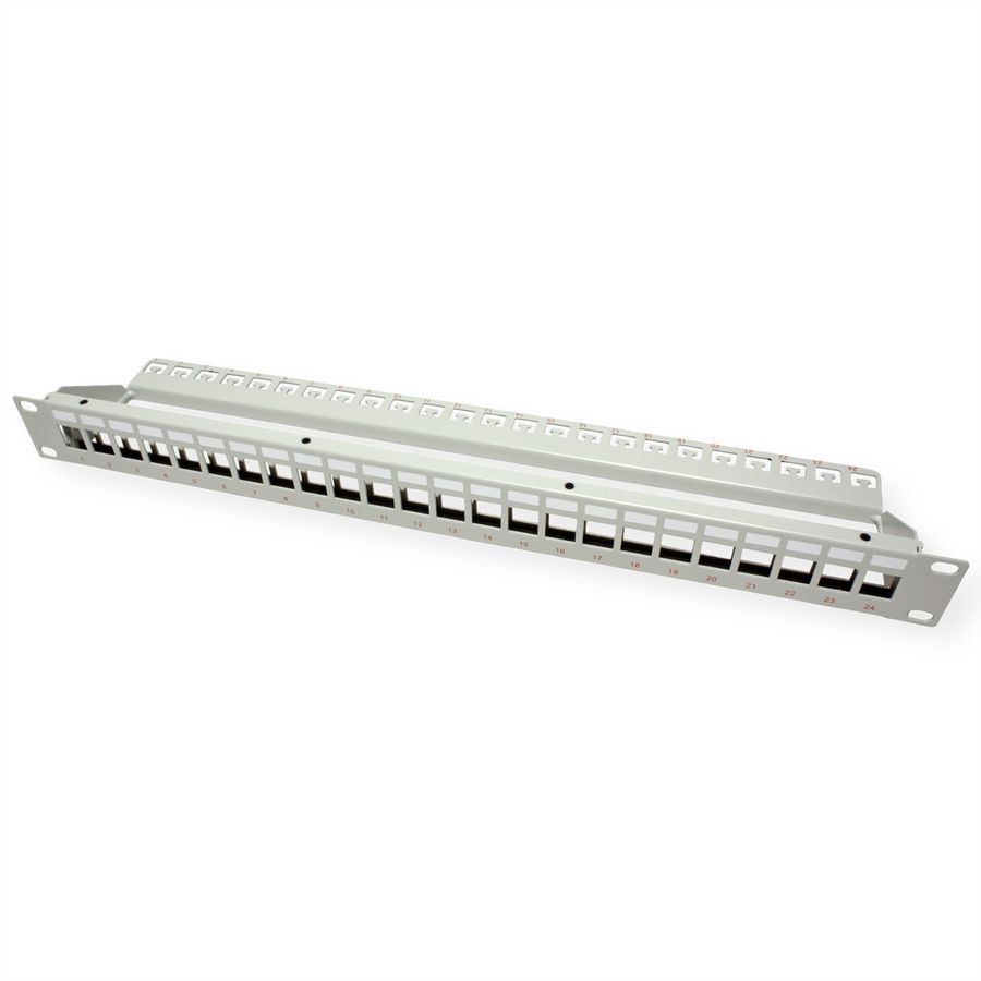 ROLINE Panneau de brassage 19" pour Keystone, 24 ports blindé, gris