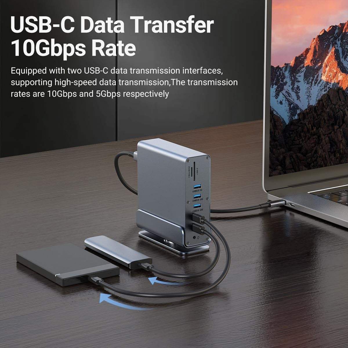 VALUE Station d'accueil USB type C 16 en 1, HDMI/DP 4K60, Gigabit Ethernet, USB-A, USB-C, PD, SD/microSD, Audio