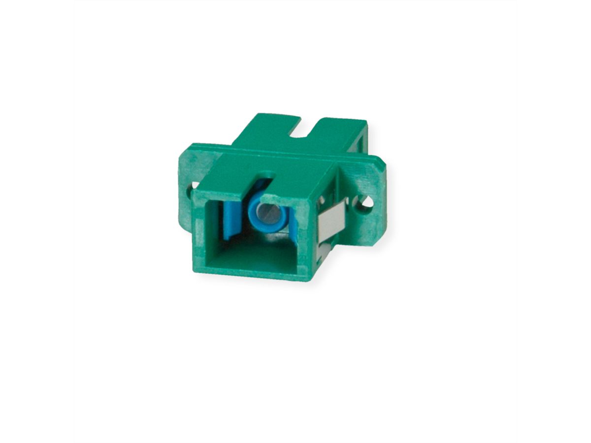 TELEGÄRTNER Coupleur SC/APC Duplex, Singlemode, Manchon en céramique, boîtier plastique, vert