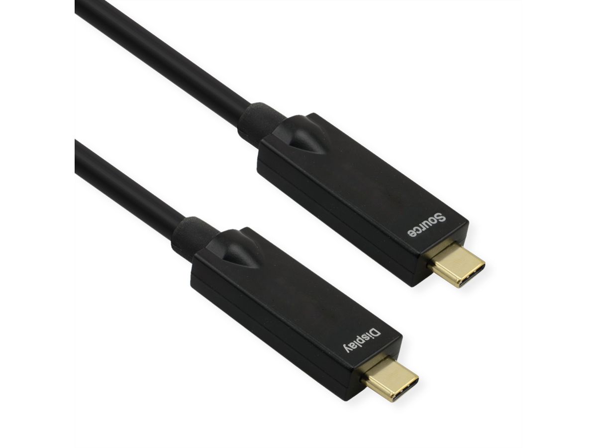 ROLINE Câble USB 3.2 Gen 2, AOC, C-C, M/M, 10Gbit/s, 4K60Hz, PD (Power Delivery) 60W, noir, 15 m