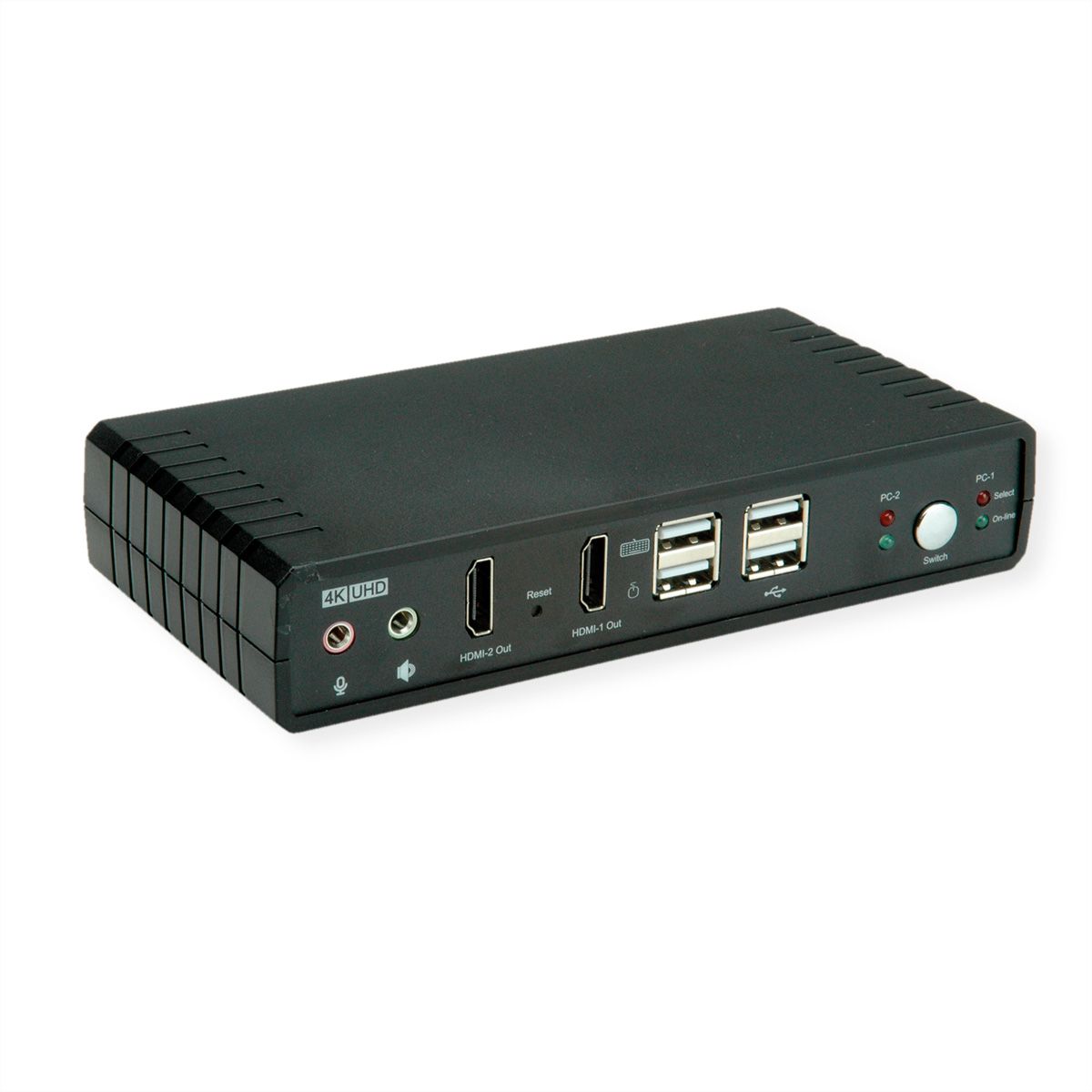 ROLINE Switch KVM Dual Head Audio, HDMI, 4K60, 1 Utilisateur - 2 PCs