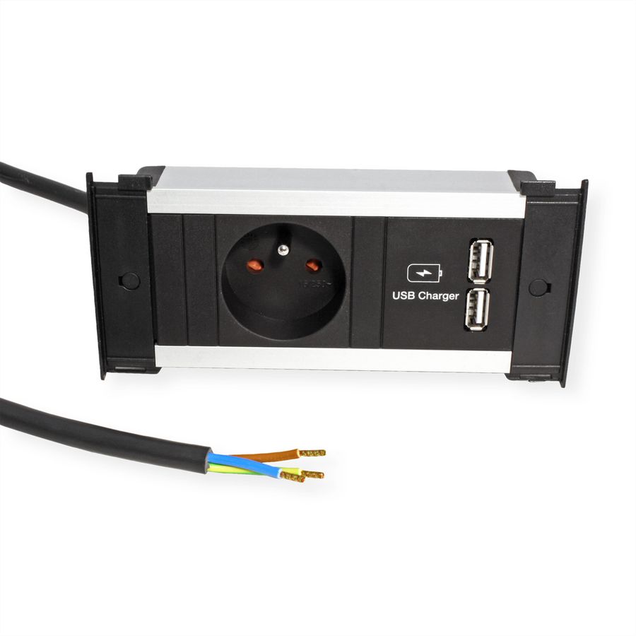 BACHMANN KAPSA XS 1xUTE 1xUSB courant 2,0m AEH CEE7/7
