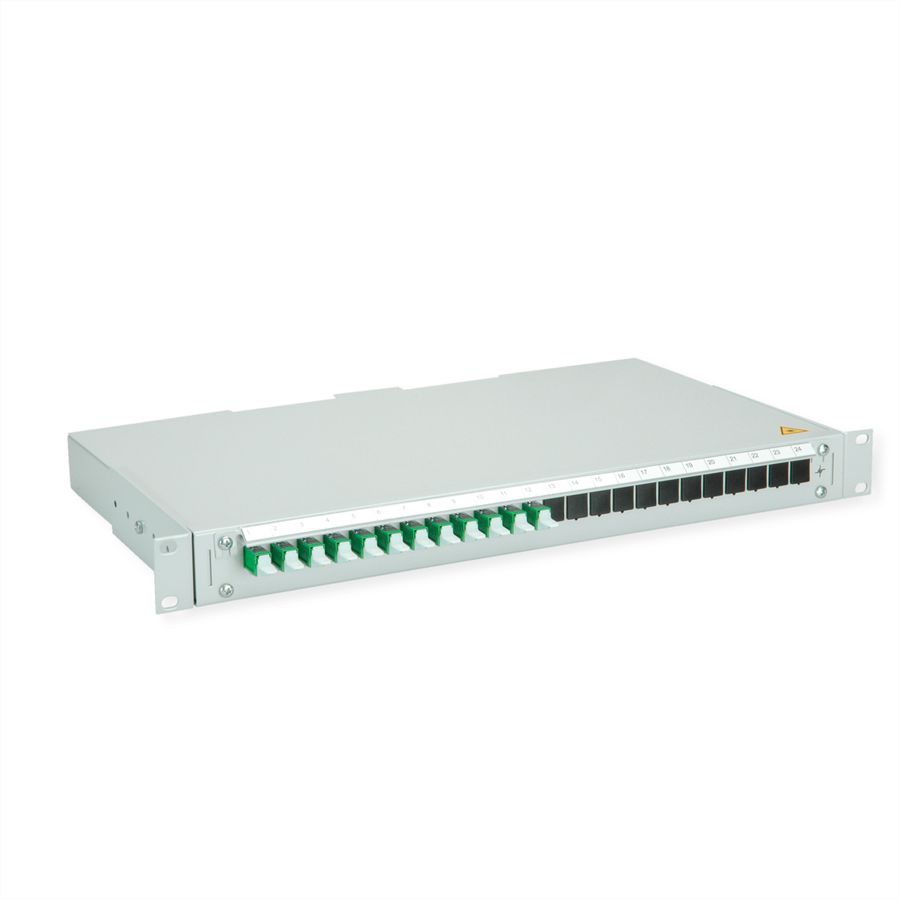 TELEGÄRTNER BASIS V Panneau fibre optique avec coupleurs & Pigtails , 12x E2000, OS2 vert APC