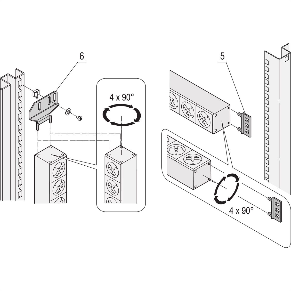 Bâti de prises SCHROFF, 2P+T ALLEMAND, 3 prises